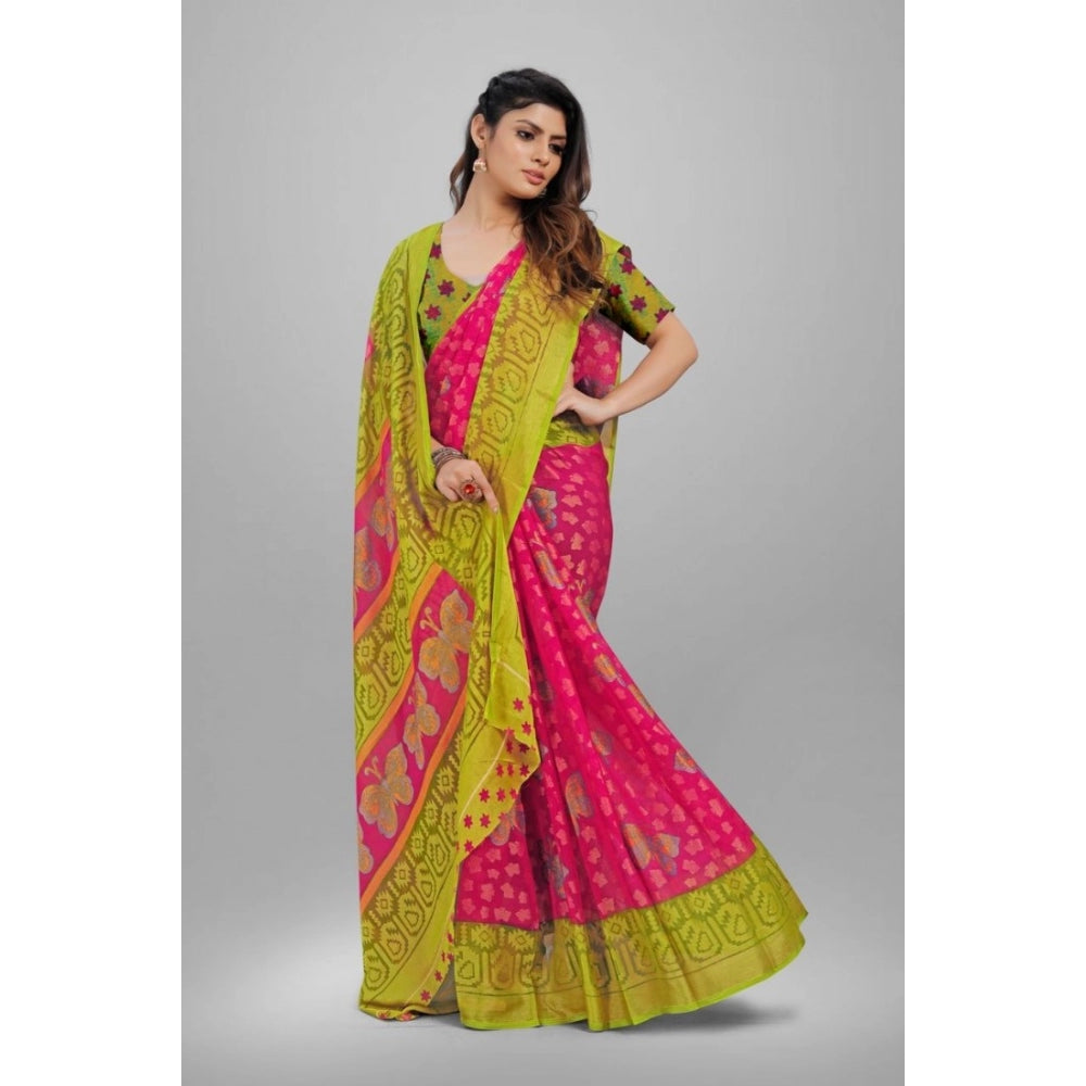 Viscose Rayon Printed Saree With Unstitched Blouse