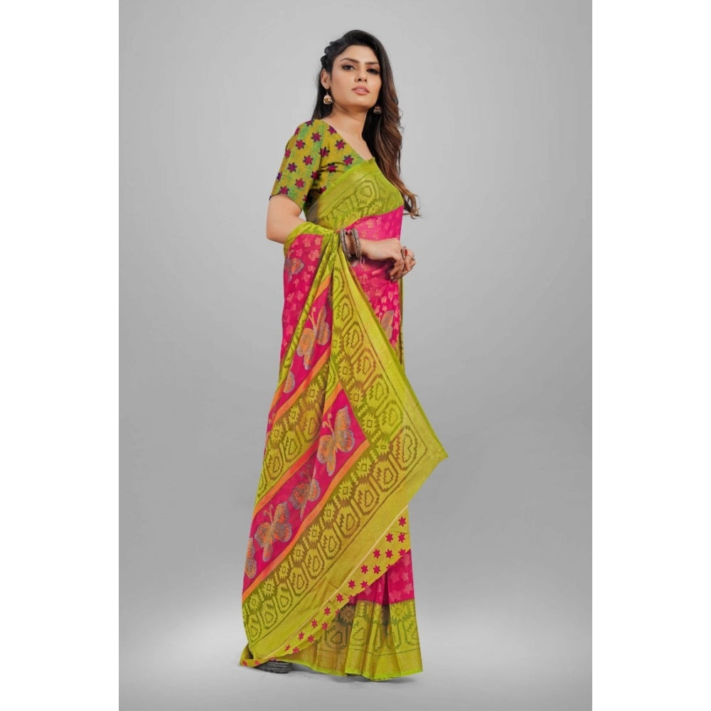 Viscose Rayon Printed Saree With Unstitched Blouse