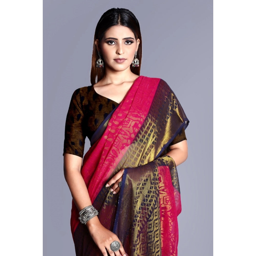 Viscose Rayon Printed Saree With Unstitched Blouse