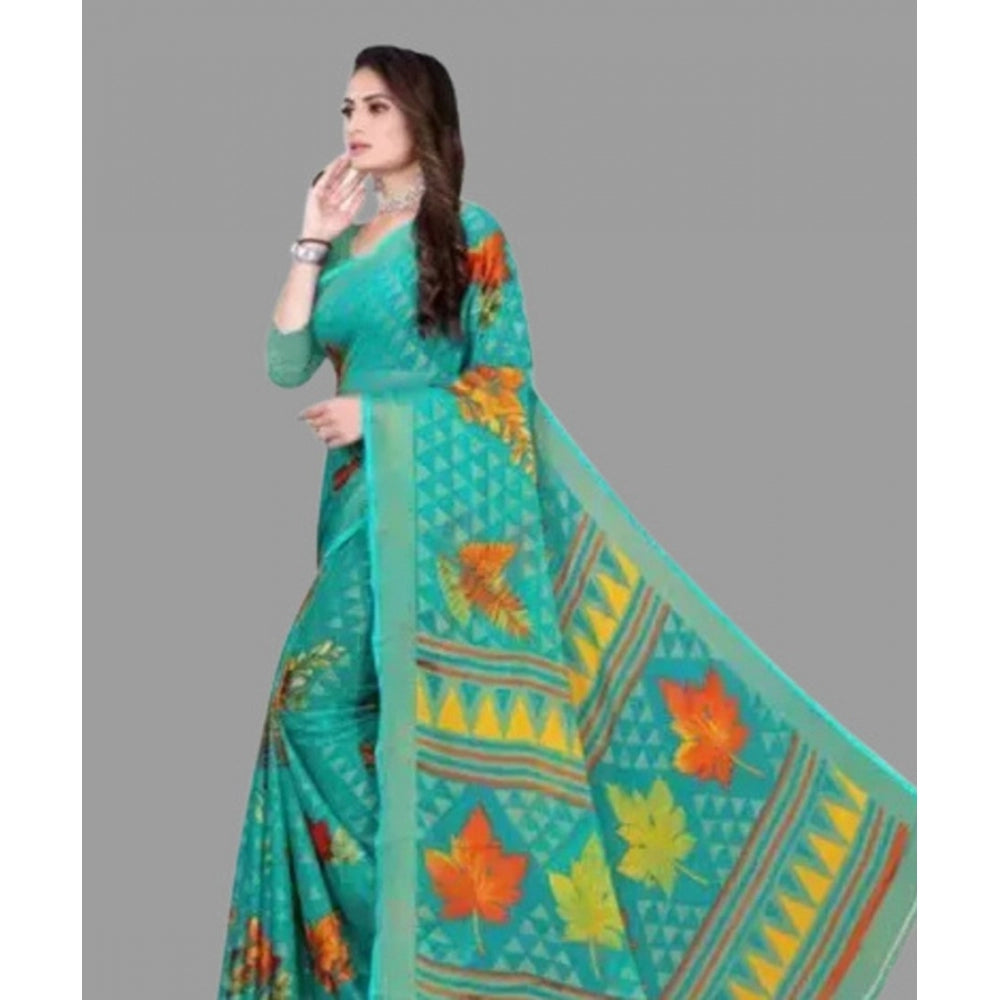 Viscose Rayon Printed Saree With Unstitched Blouse