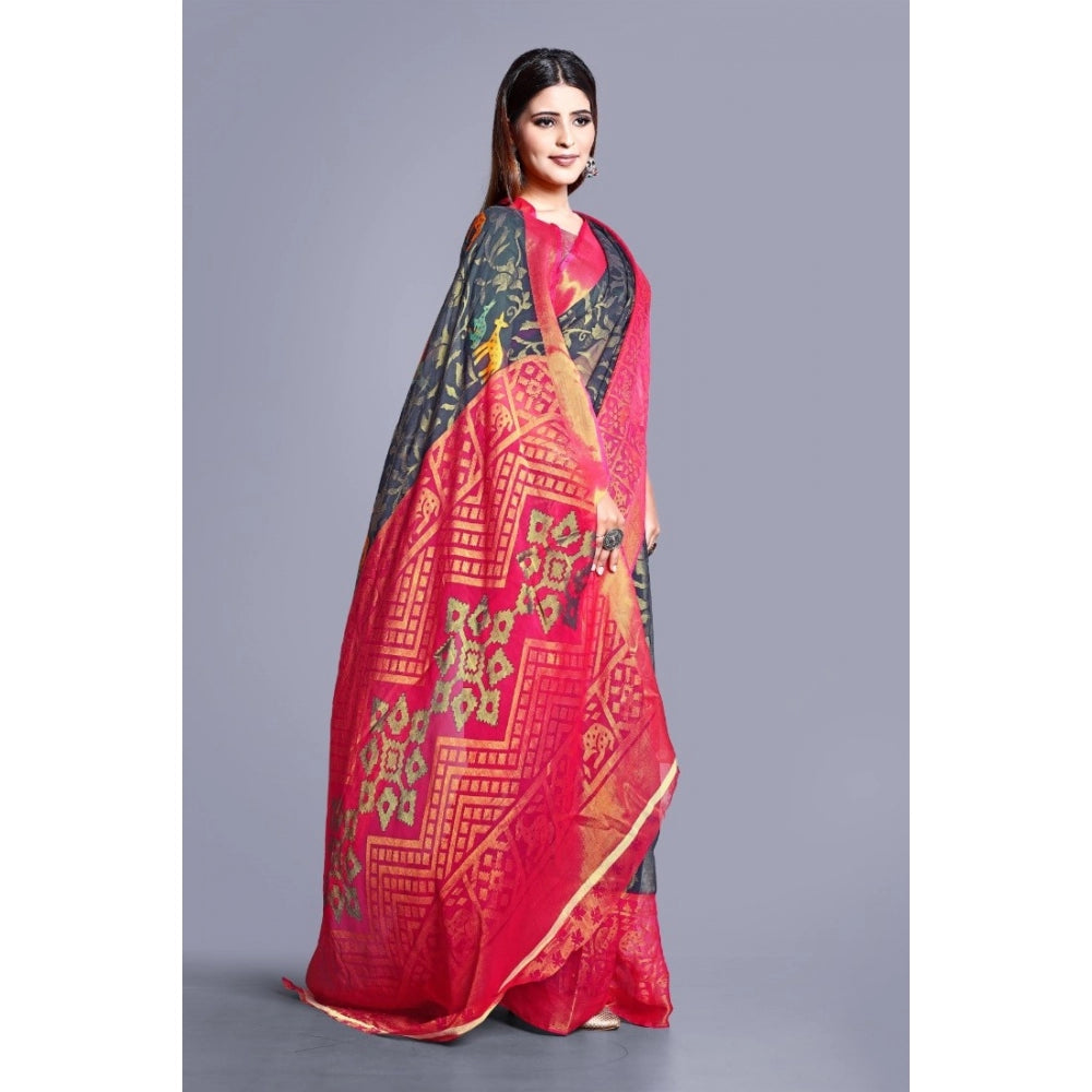 Viscose Rayon Printed Saree With Unstitched Blouse