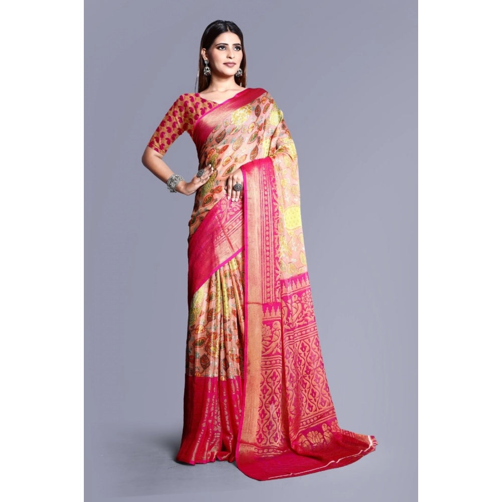 Viscose Rayon Printed Saree With Unstitched Blouse