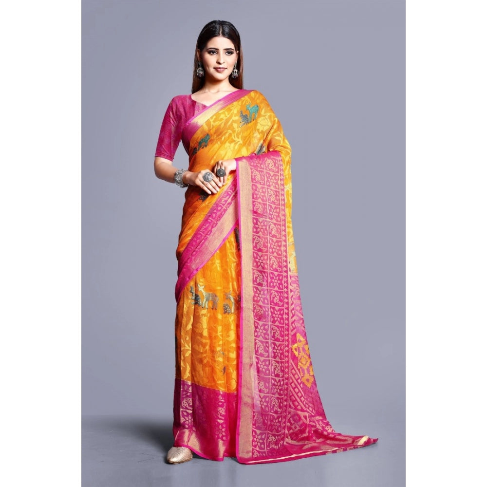 Viscose Rayon Printed Saree With Unstitched Blouse