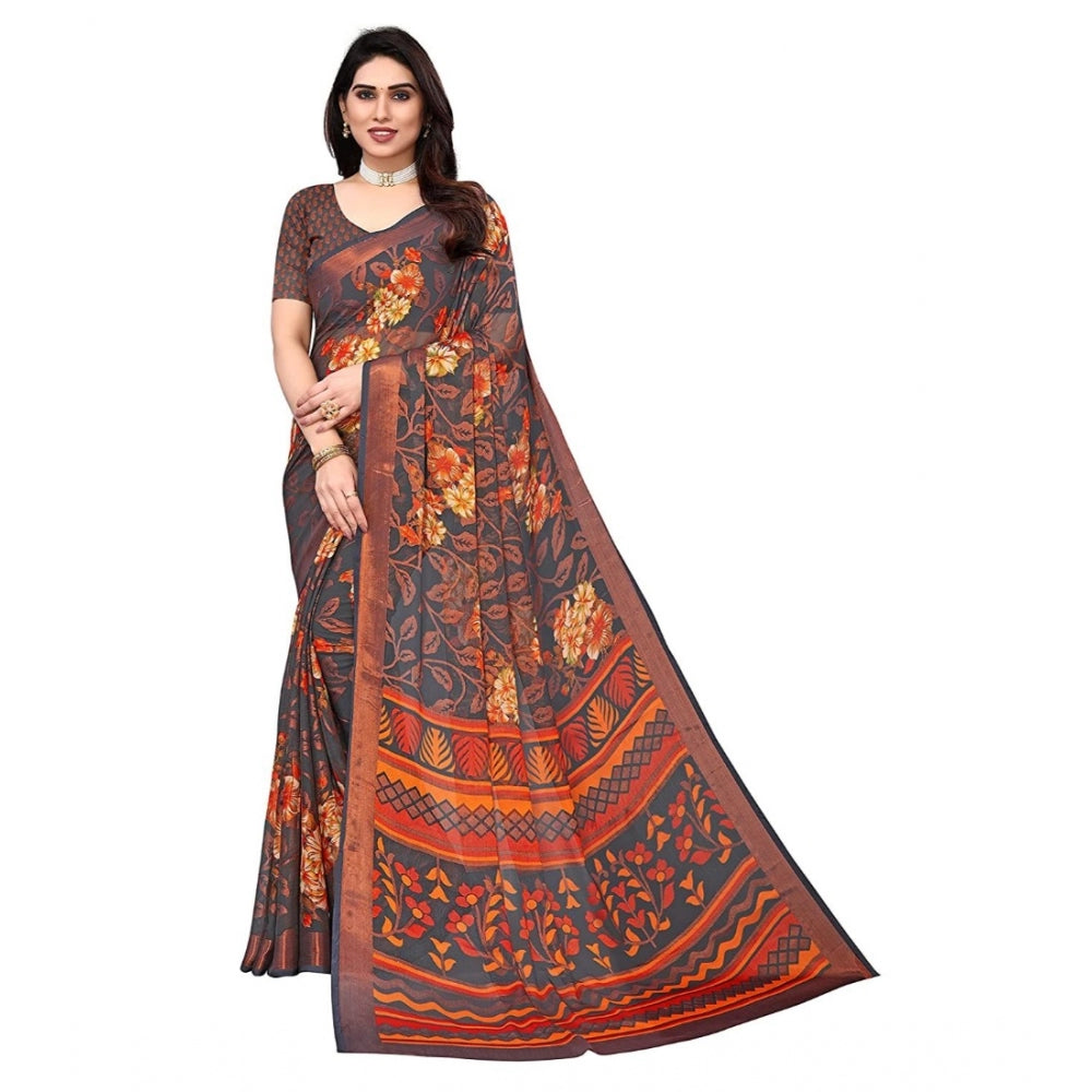 Viscose Rayon Printed Saree With Unstitched Blouse