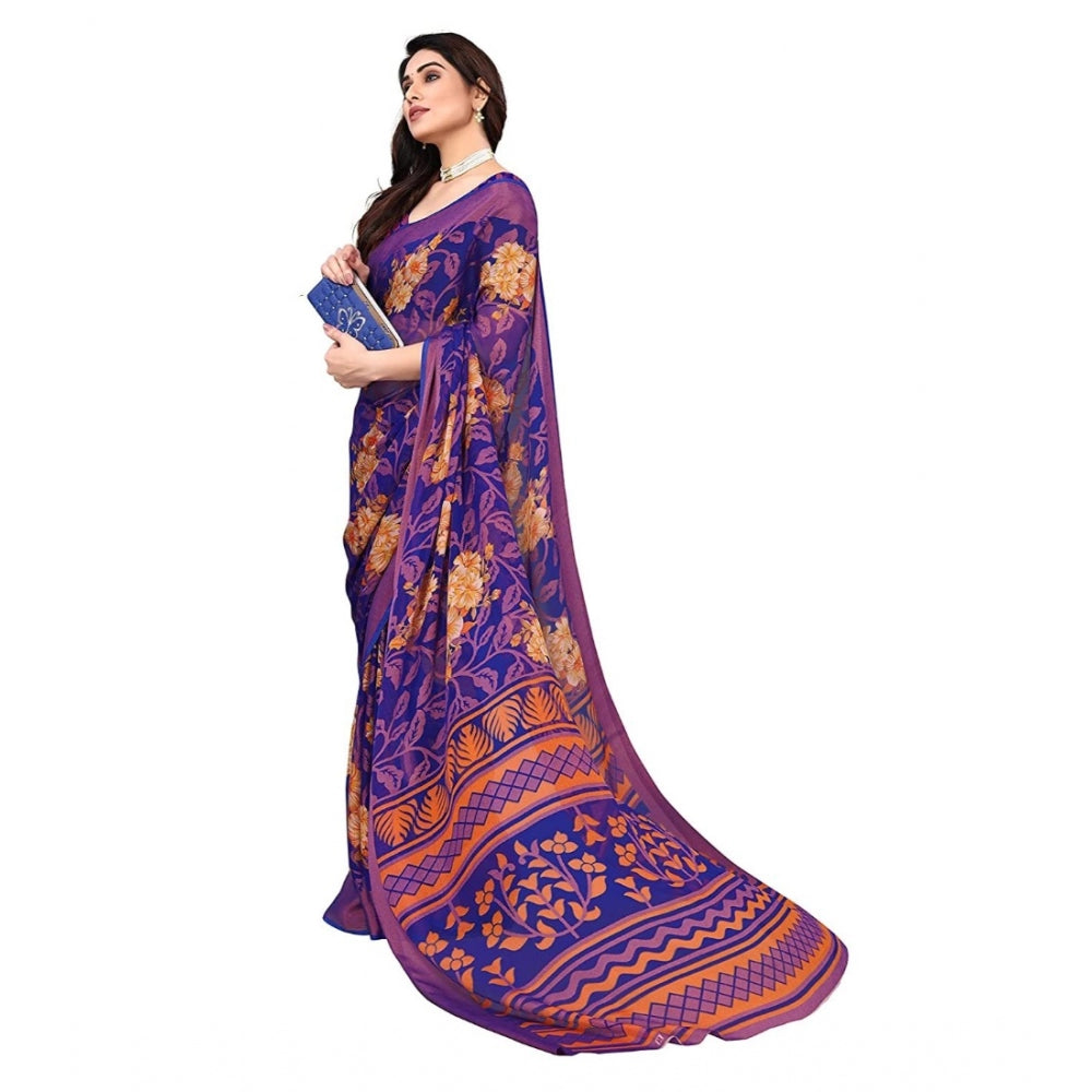 Viscose Rayon Printed Saree With Unstitched Blouse