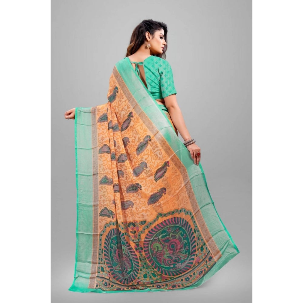 Viscose Rayon Printed Saree With Unstitched Blouse