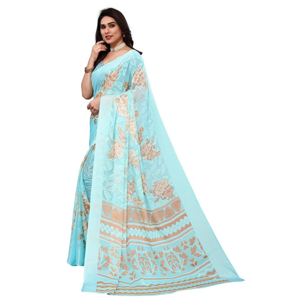 Viscose Rayon Printed Saree With Unstitched Blouse