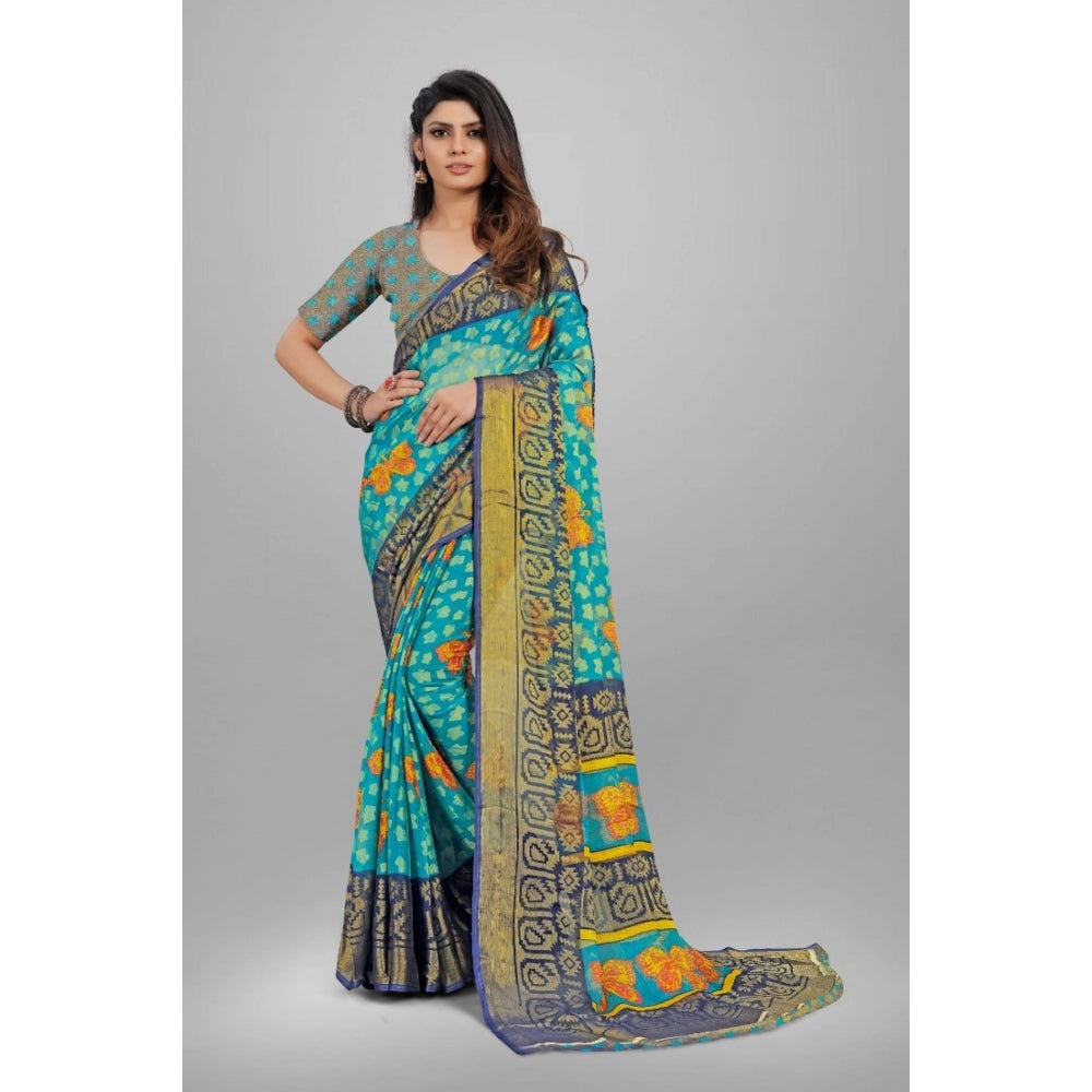 Viscose Rayon Printed Saree With Unstitched Blouse