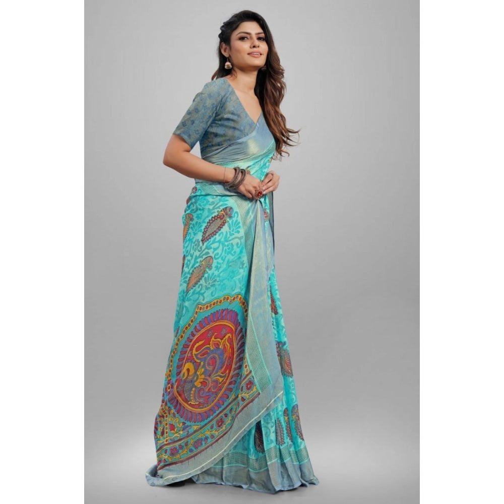 Viscose Rayon Printed Saree With Unstitched Blouse