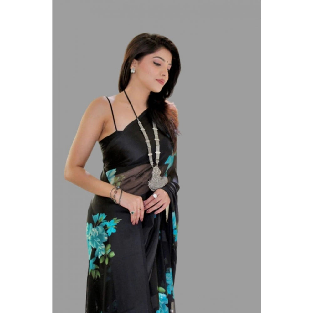 Sattin Patta Printed Saree With Unstitched Blouse