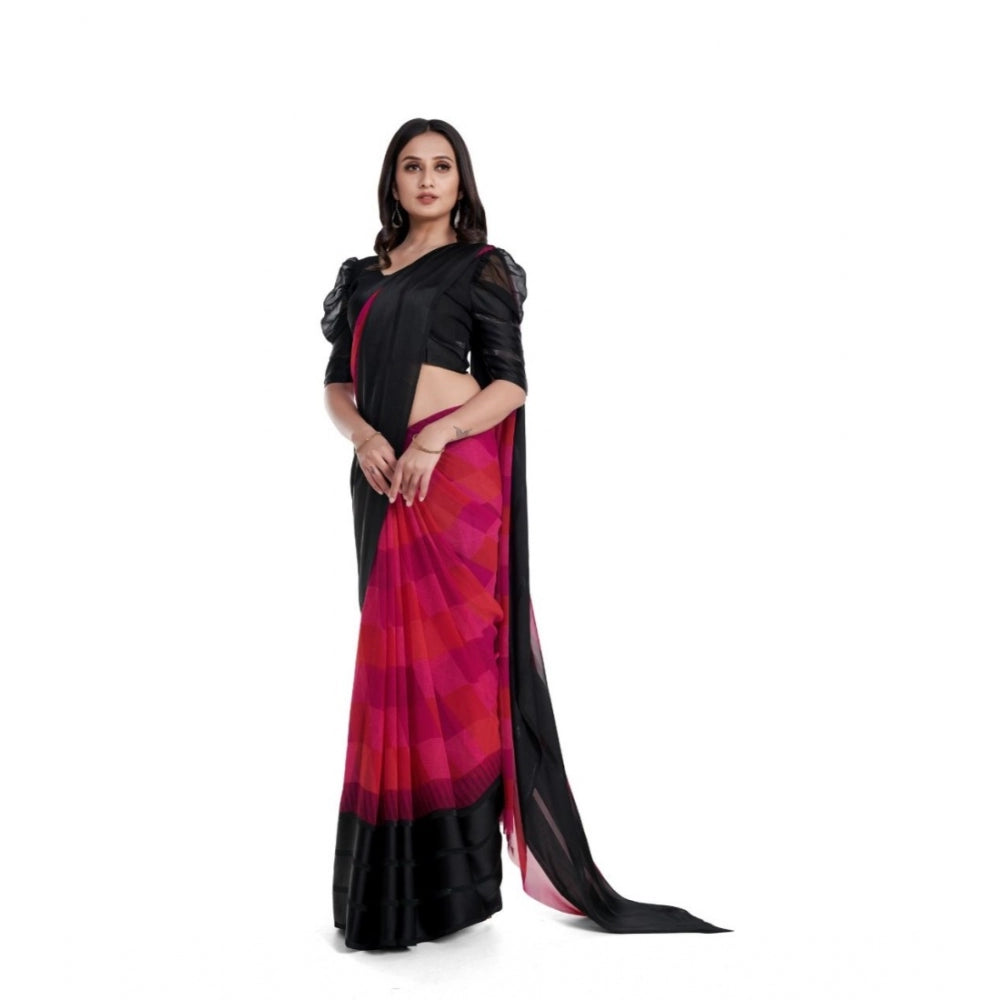 Sattin Patta Printed Saree With Unstitched Blouse