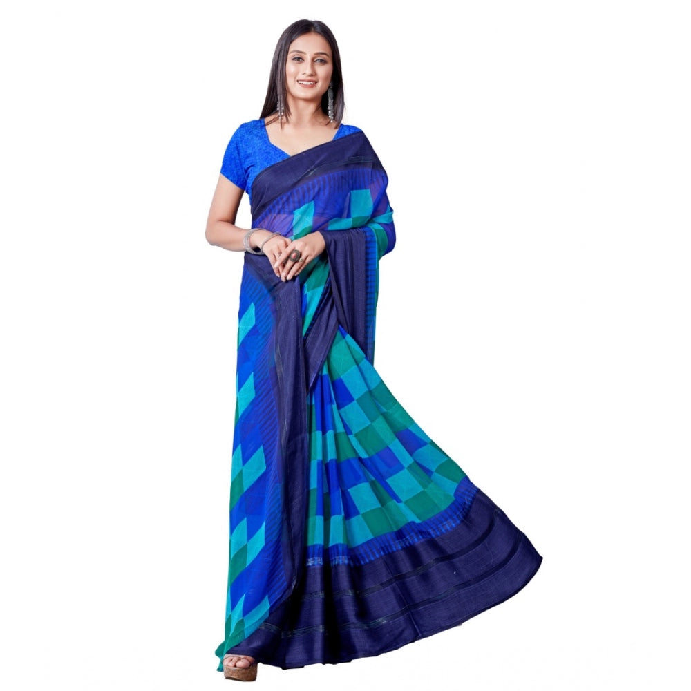 Sattin Patta Printed Saree With Unstitched Blouse