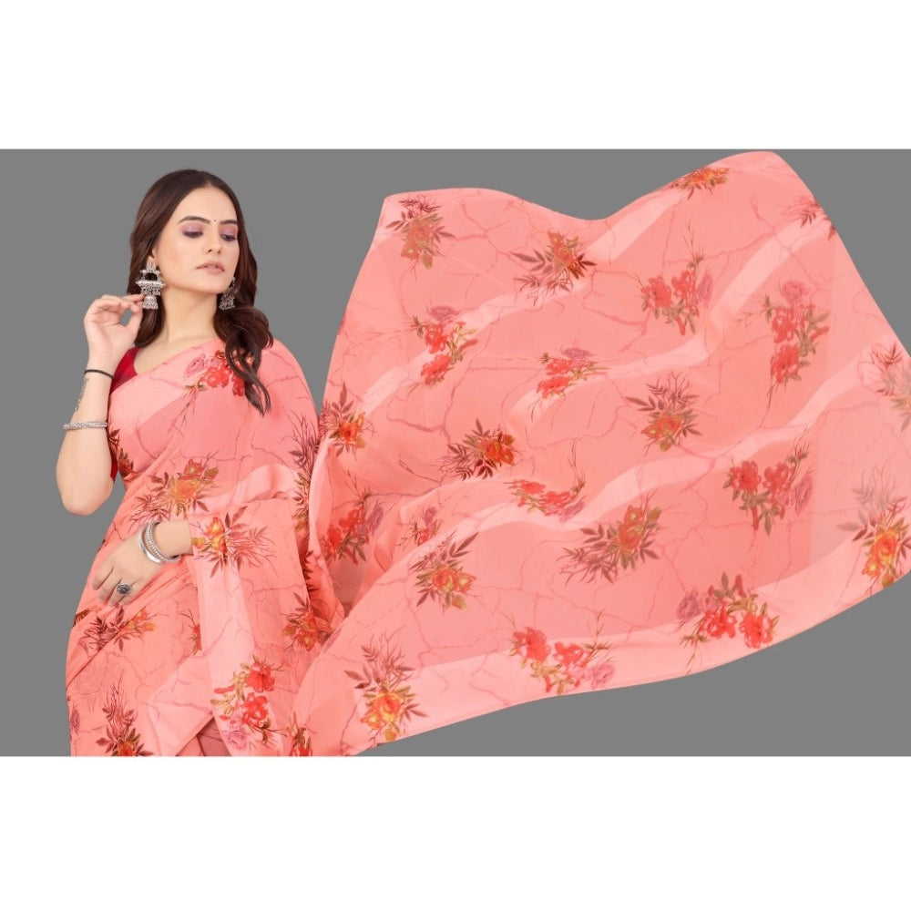 Sattin Patta Printed Saree With Unstitched Blouse