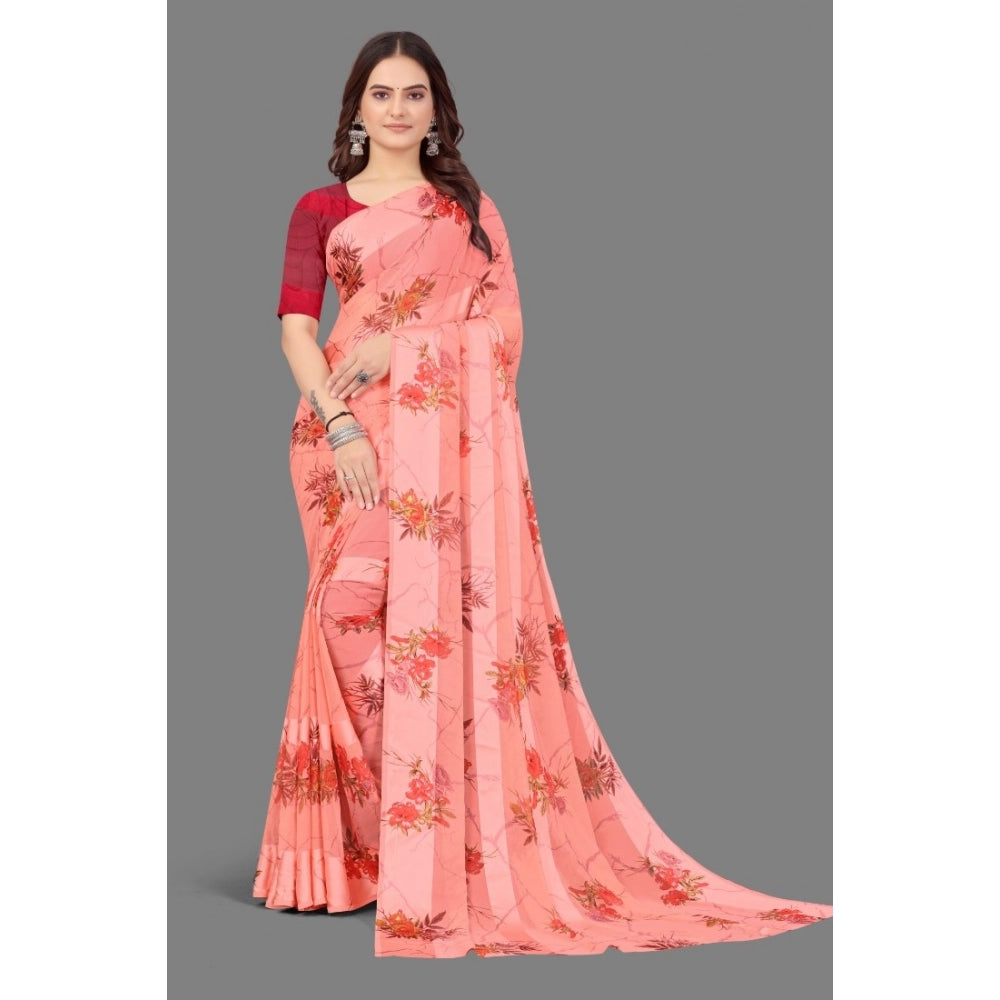 Sattin Patta Printed Saree With Unstitched Blouse