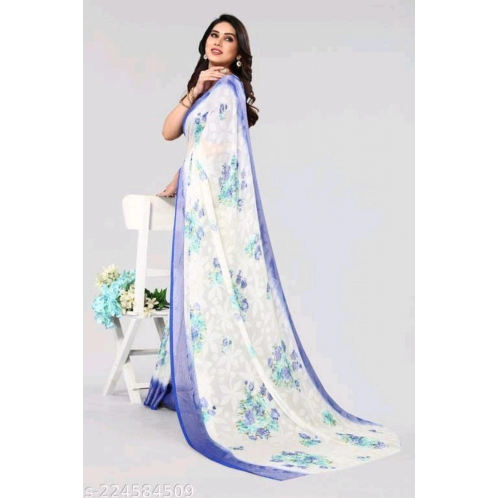 Viscose Rayon Printed Saree With Unstitched Blouse