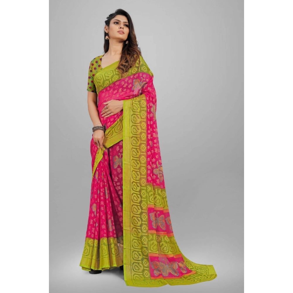 Viscose Rayon Printed Saree With Unstitched Blouse