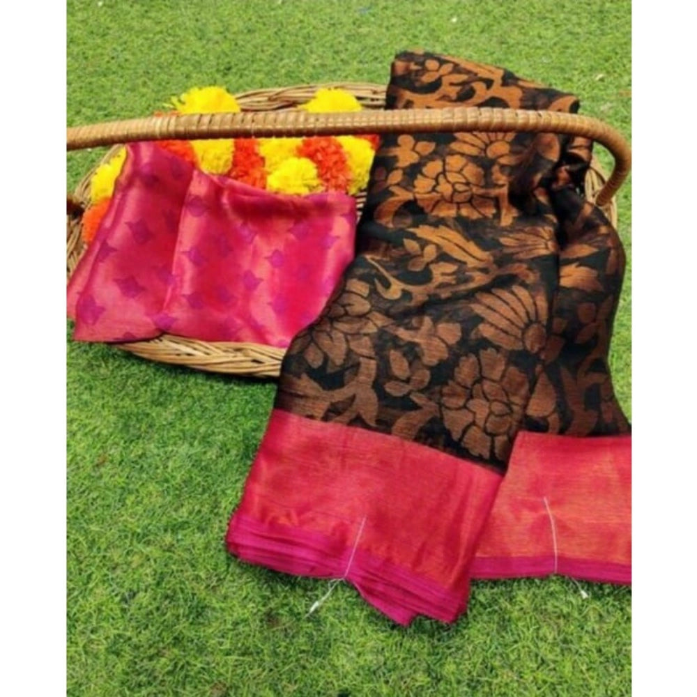 Viscose Rayon Printed Saree With Unstitched Blouse