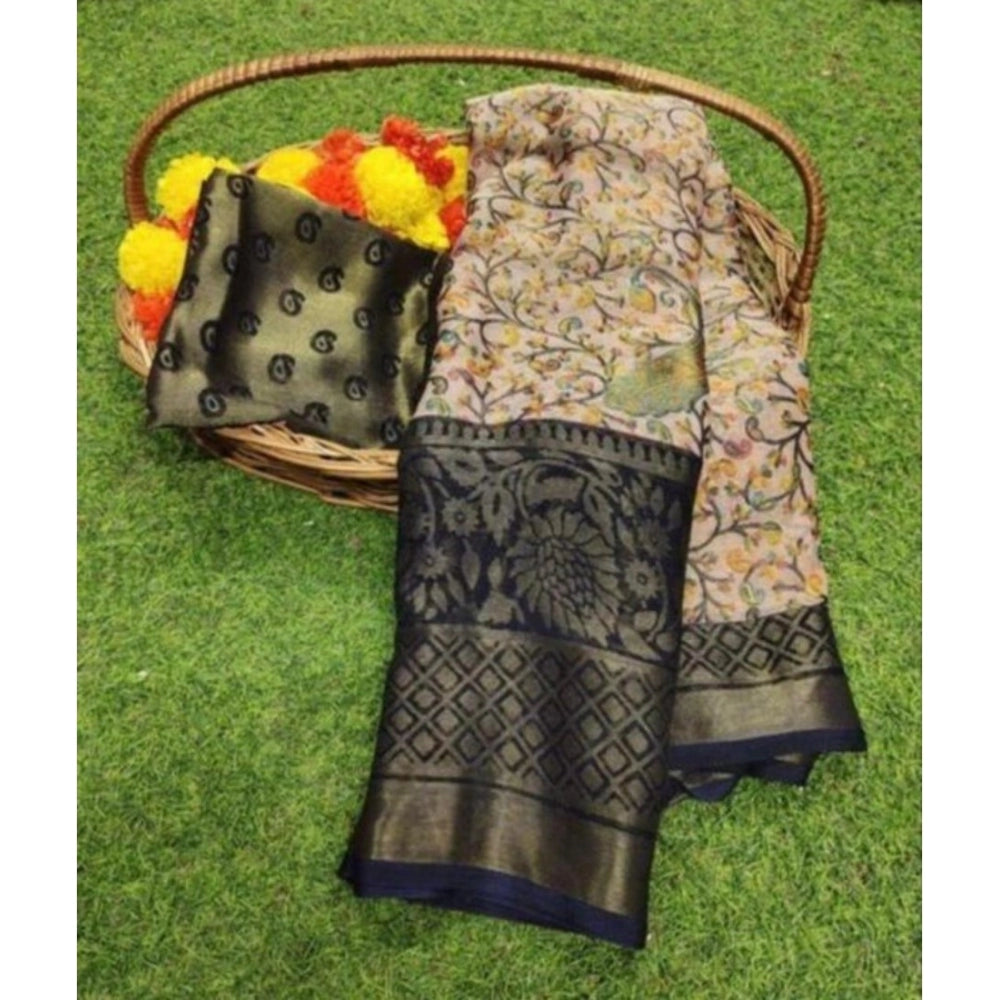 Viscose Rayon Printed Saree With Unstitched Blouse