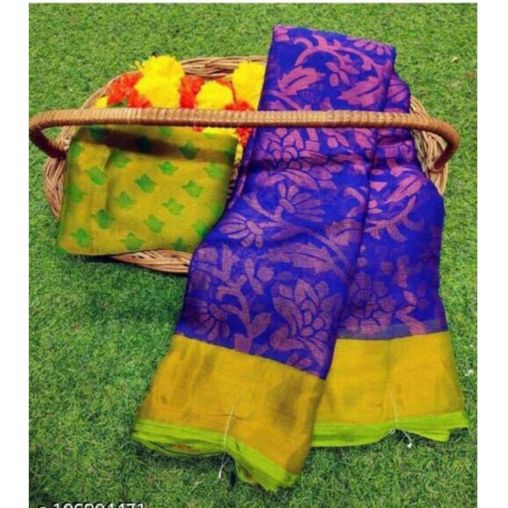 Viscose Rayon Printed Saree With Unstitched Blouse