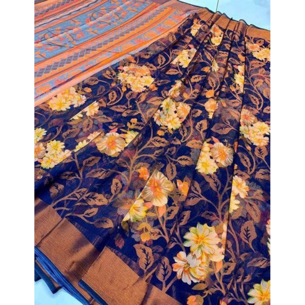 Viscose Rayon Printed Saree With Unstitched Blouse