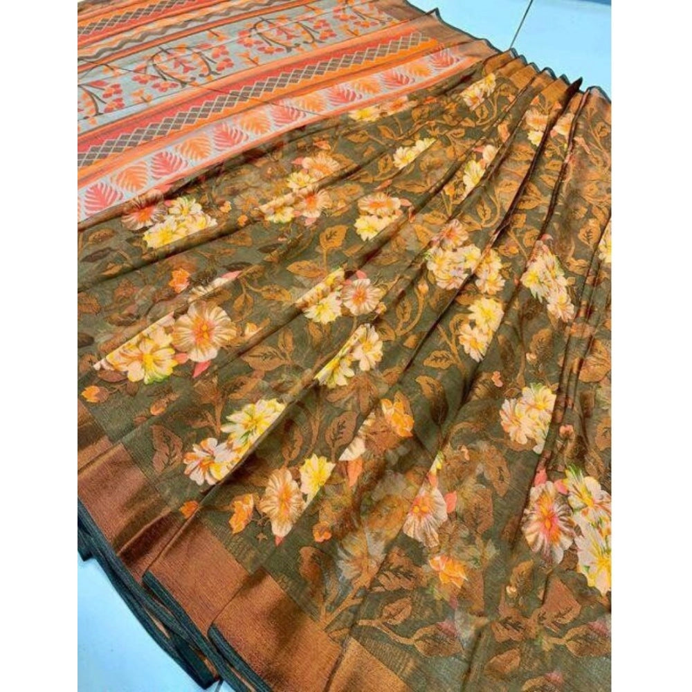 Viscose Rayon Printed Saree With Unstitched Blouse