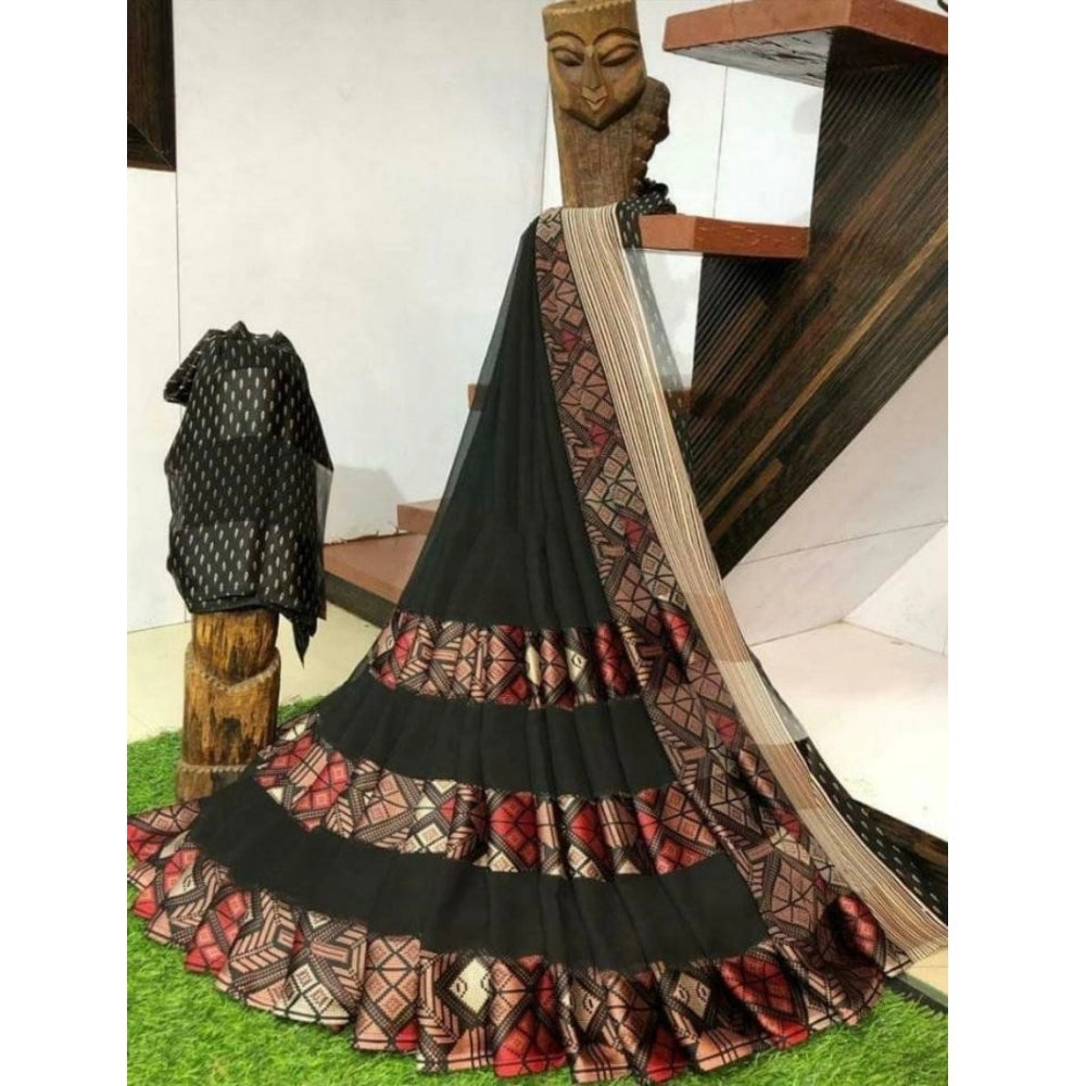 Sattin Patta Printed Saree With Unstitched Blouse