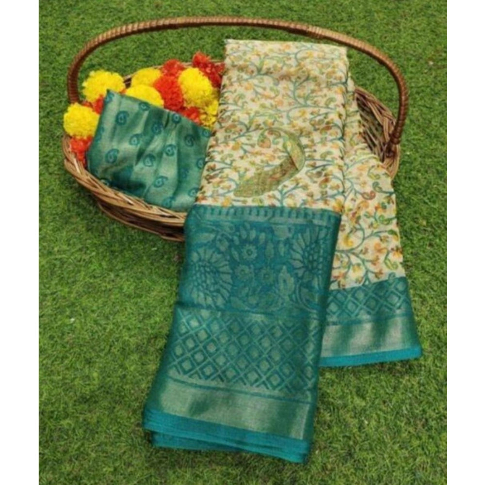 Viscose Rayon Printed Saree With Unstitched Blouse