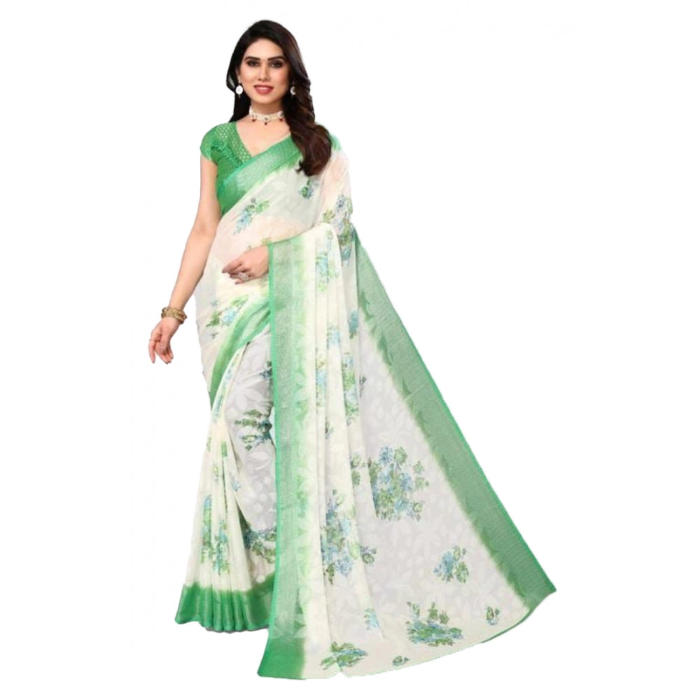 Viscose Rayon Printed Saree With Unstitched Blouse