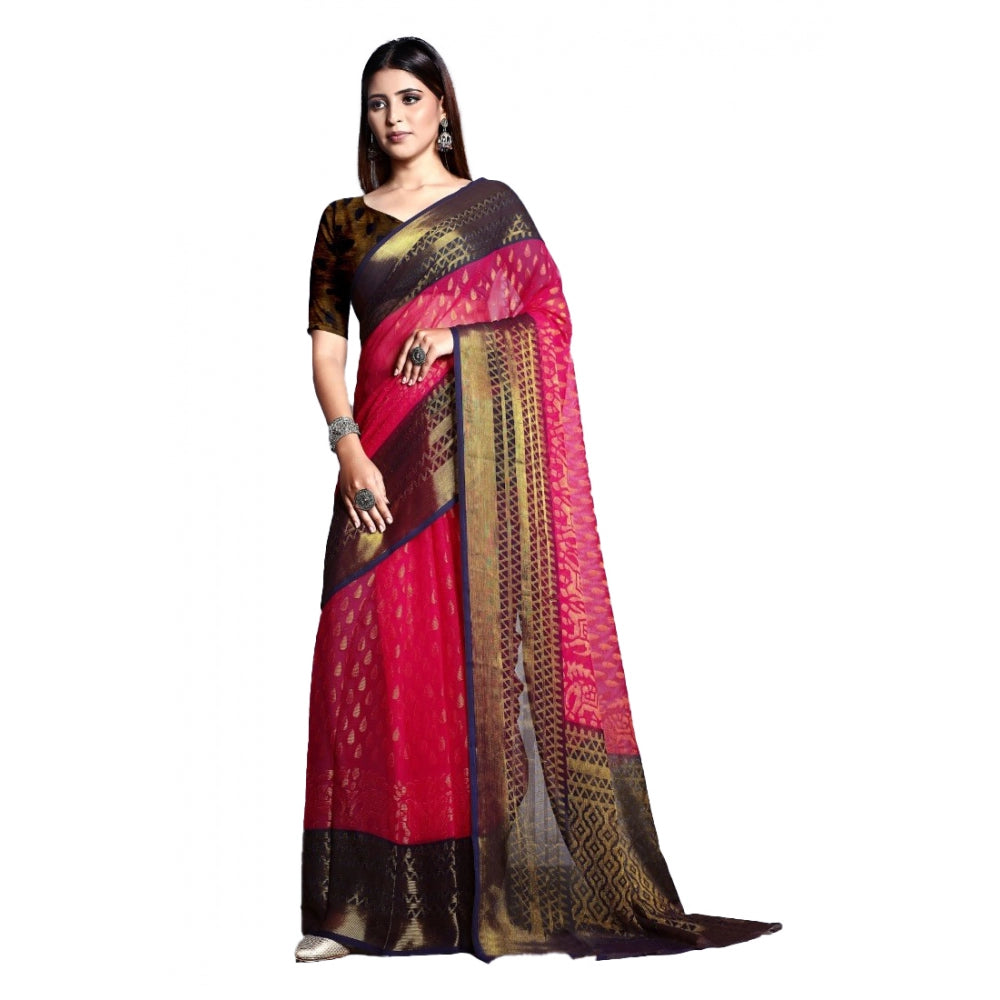 Viscose Rayon Printed Saree With Unstitched Blouse