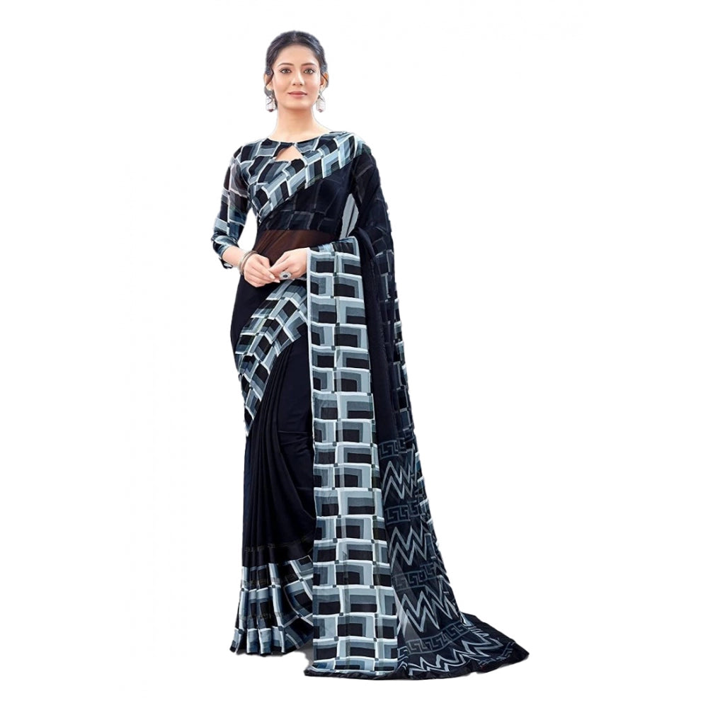 Sattin Patta Printed Saree With Unstitched Blouse