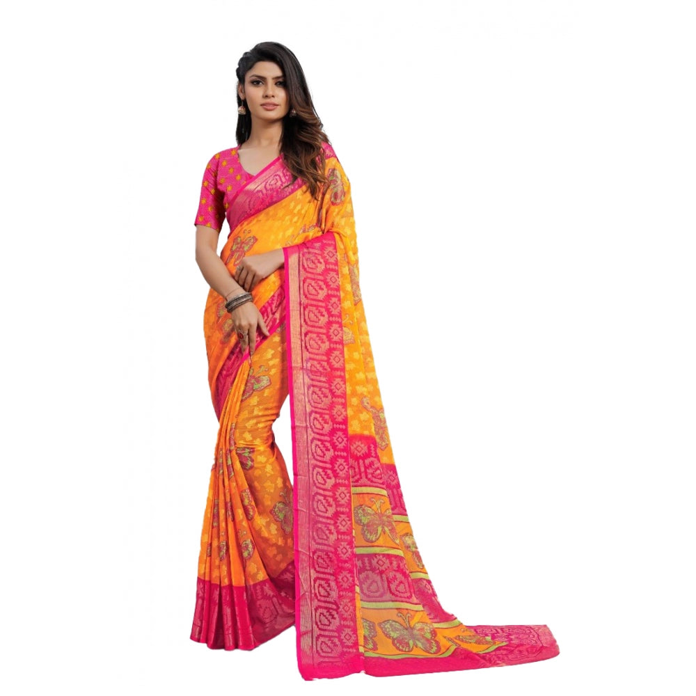 Viscose Rayon Printed Saree With Unstitched Blouse