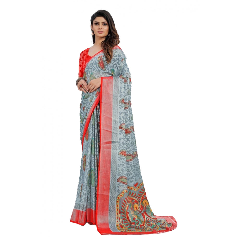 Viscose Rayon Printed Saree With Unstitched Blouse