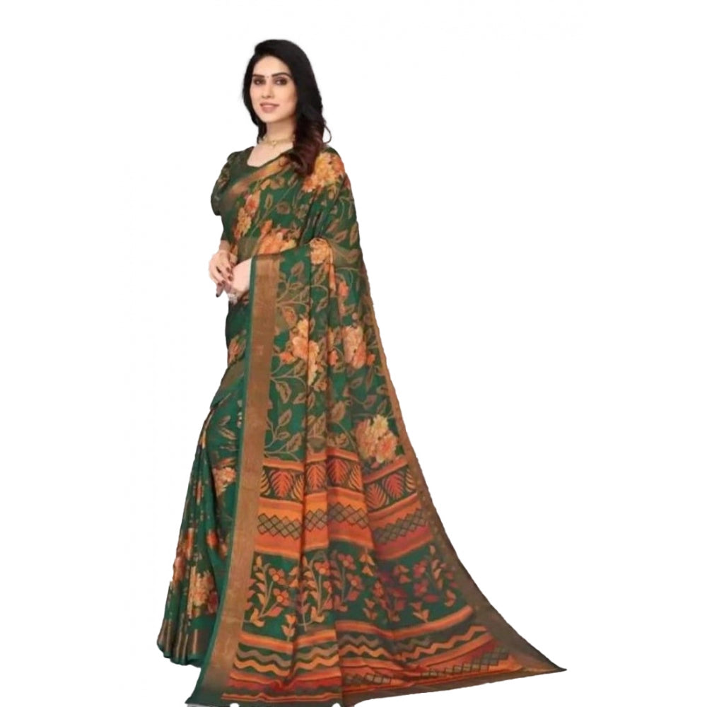 Viscose Rayon Printed Saree With Unstitched Blouse