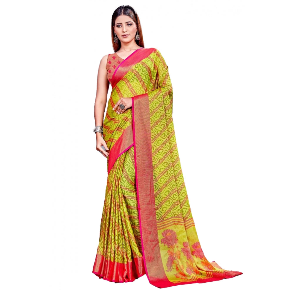 Viscose Rayon Printed Saree With Unstitched Blouse