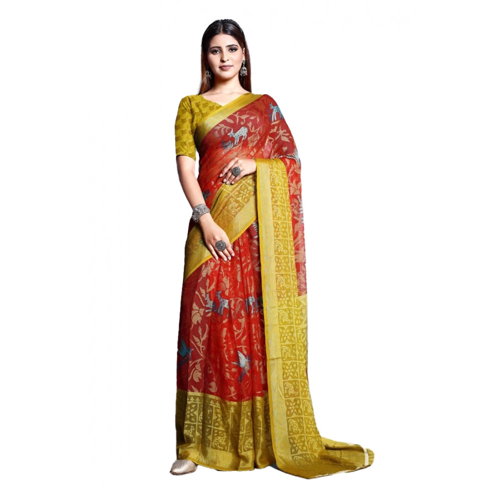 Viscose Rayon Printed Saree With Unstitched Blouse