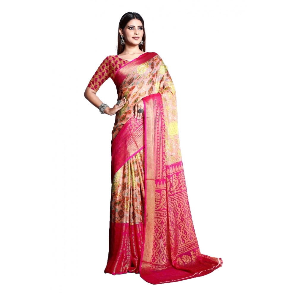 Viscose Rayon Printed Saree With Unstitched Blouse