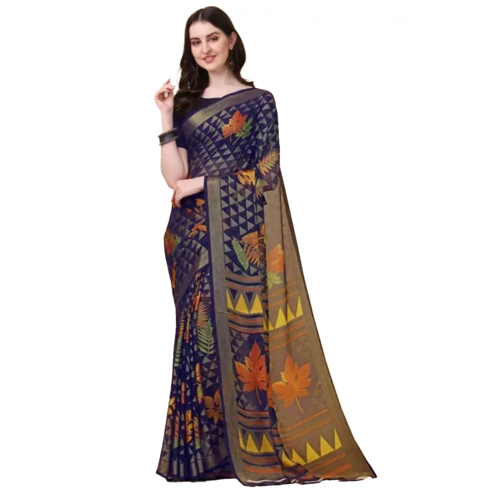 Viscose Rayon Printed Saree With Unstitched Blouse