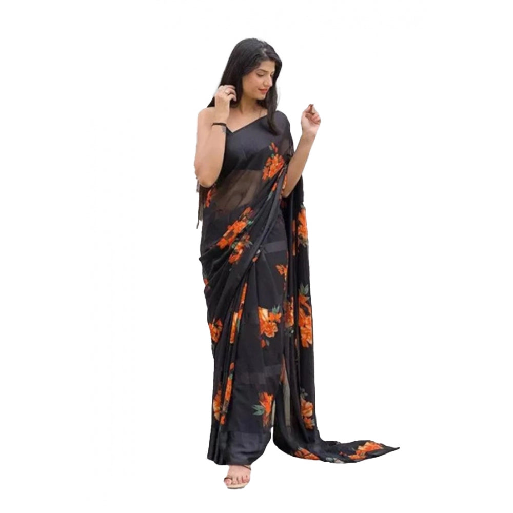 Sattin Patta Printed Saree With Unstitched Blouse