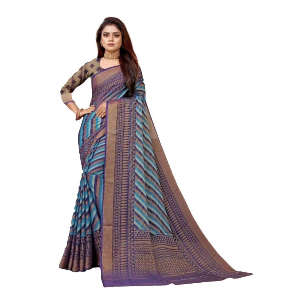 Viscose Rayon Printed Saree With Unstitched Blouse