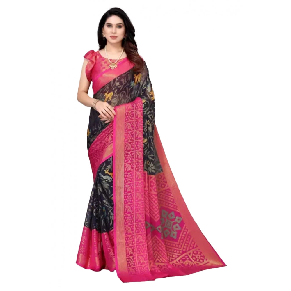 Viscose Rayon Printed Saree With Unstitched Blouse