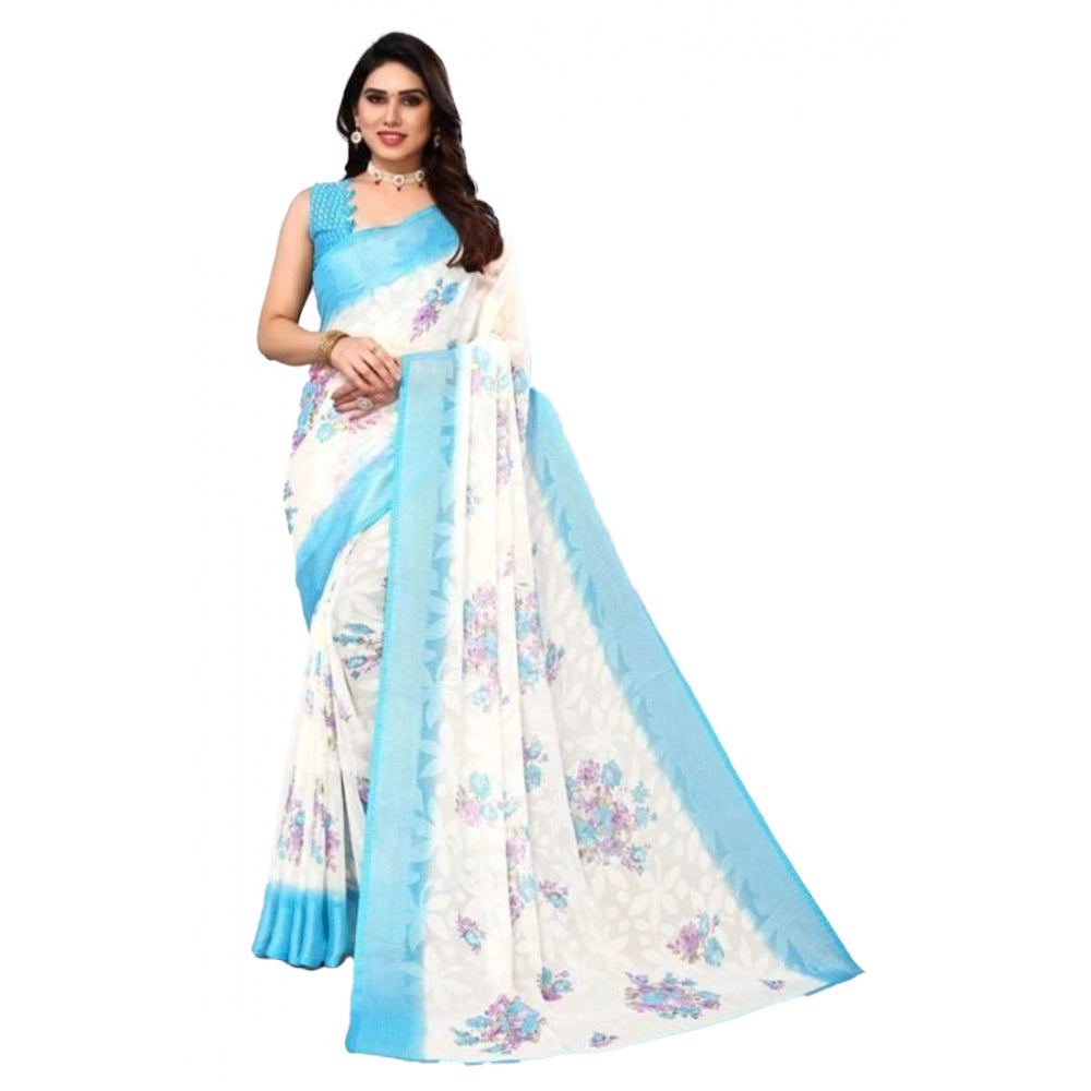 Viscose Rayon Printed Saree With Unstitched Blouse