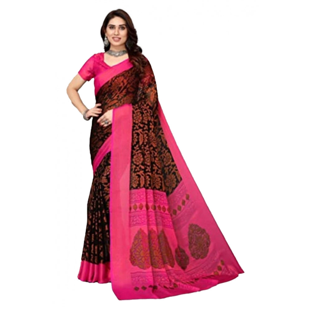 Viscose Rayon Printed Saree With Unstitched Blouse