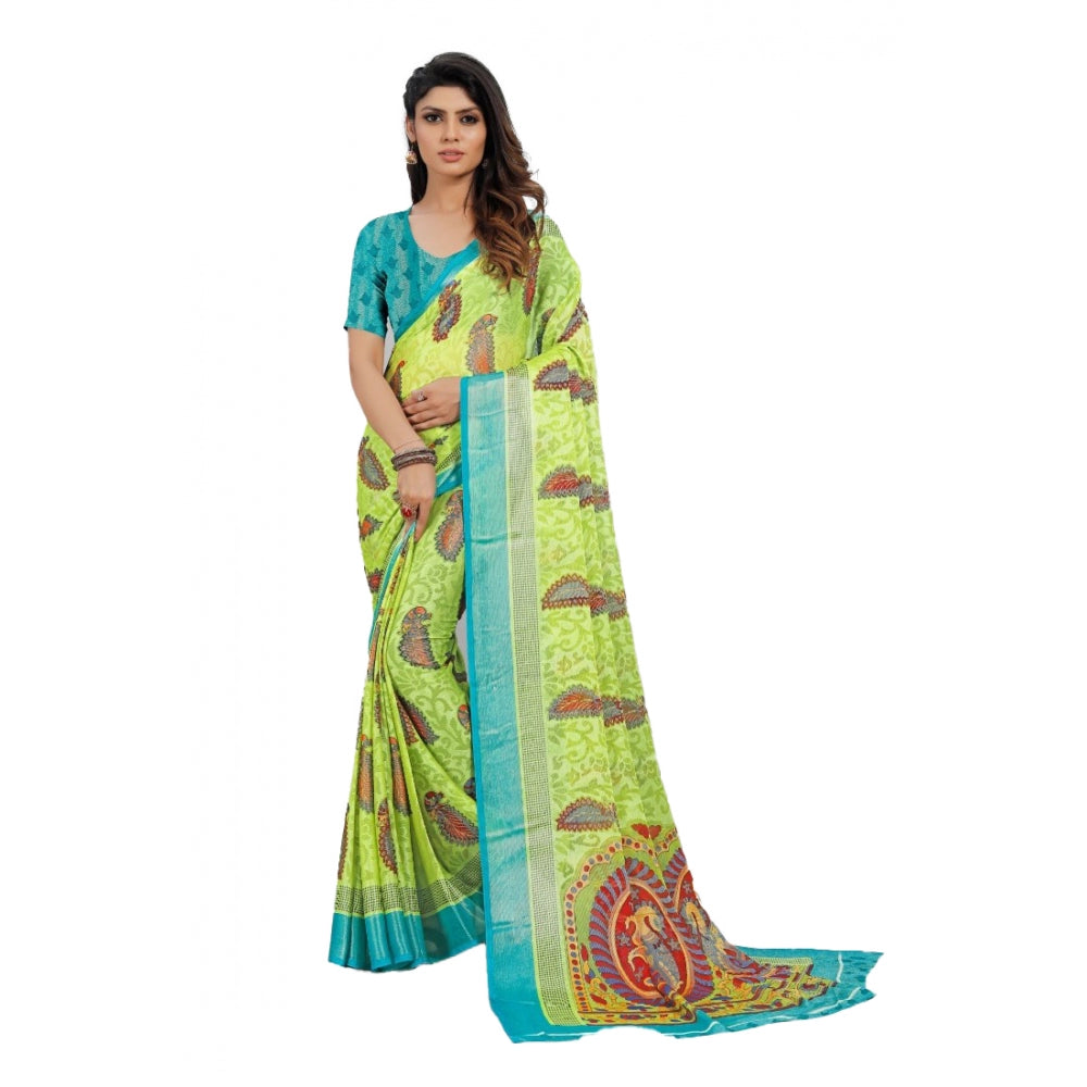 Viscose Rayon Printed Saree With Unstitched Blouse