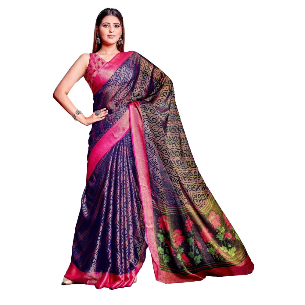 Viscose Rayon Printed Saree With Unstitched Blouse