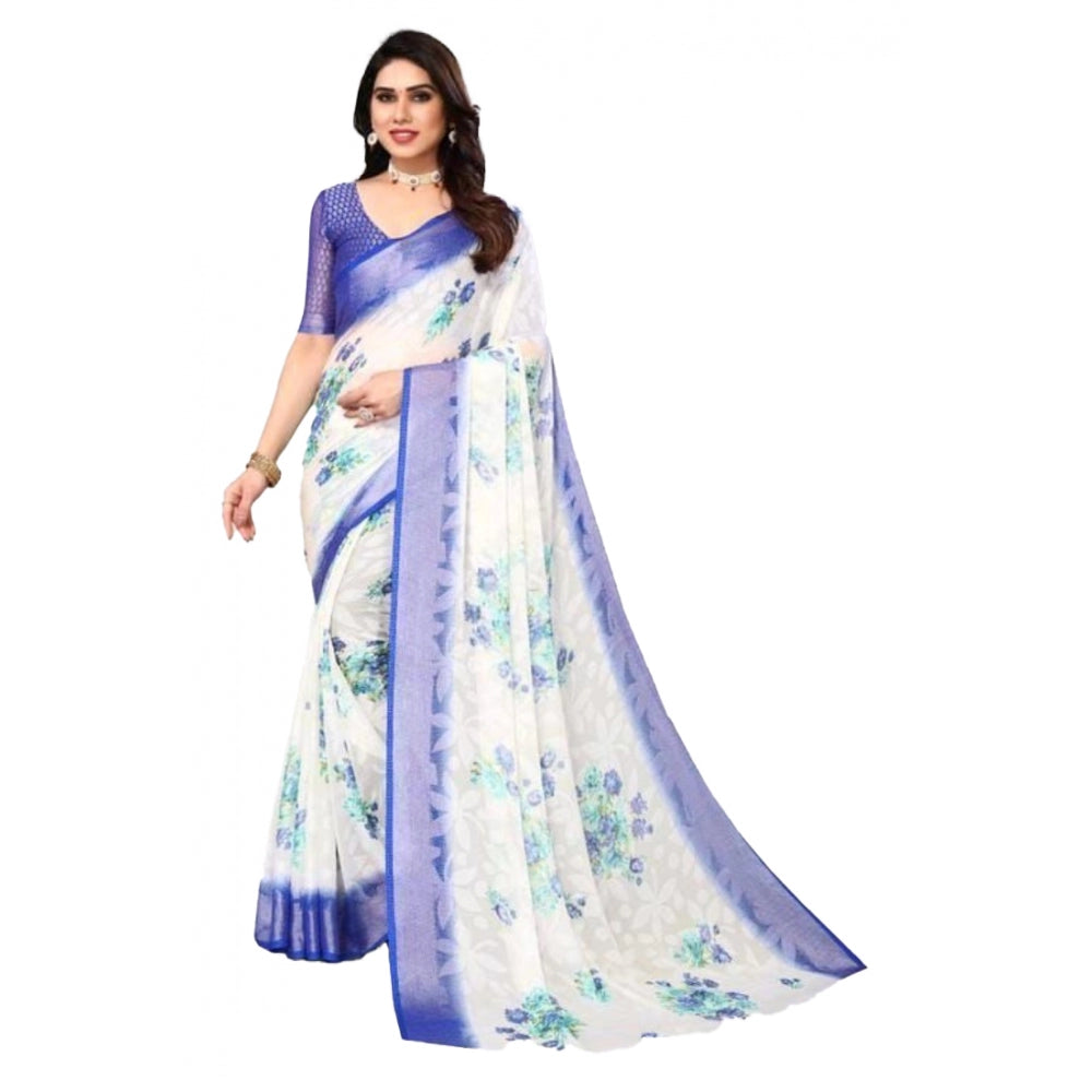 Viscose Rayon Printed Saree With Unstitched Blouse