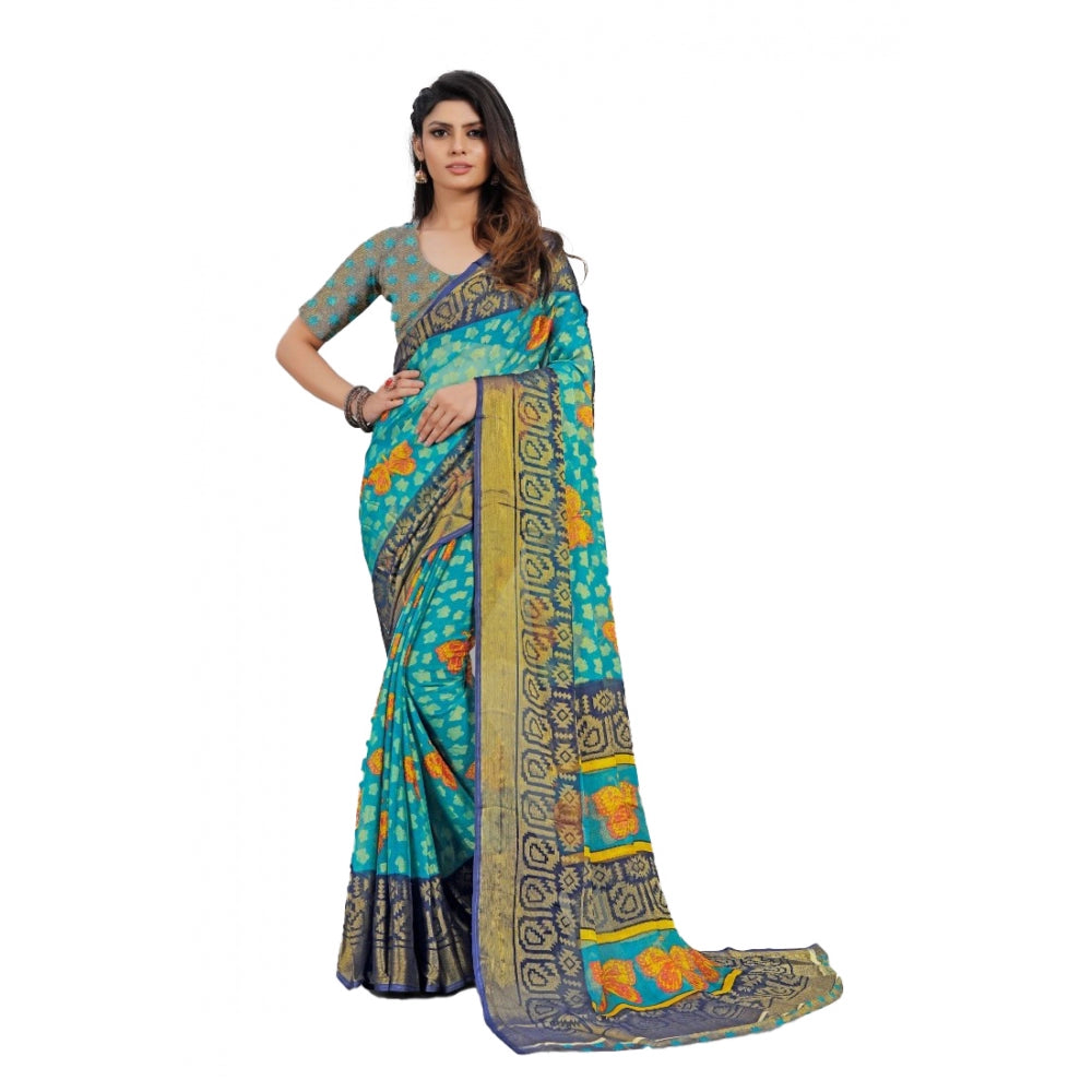 Viscose Rayon Printed Saree With Unstitched Blouse