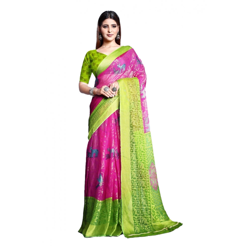 Viscose Rayon Printed Saree With Unstitched Blouse