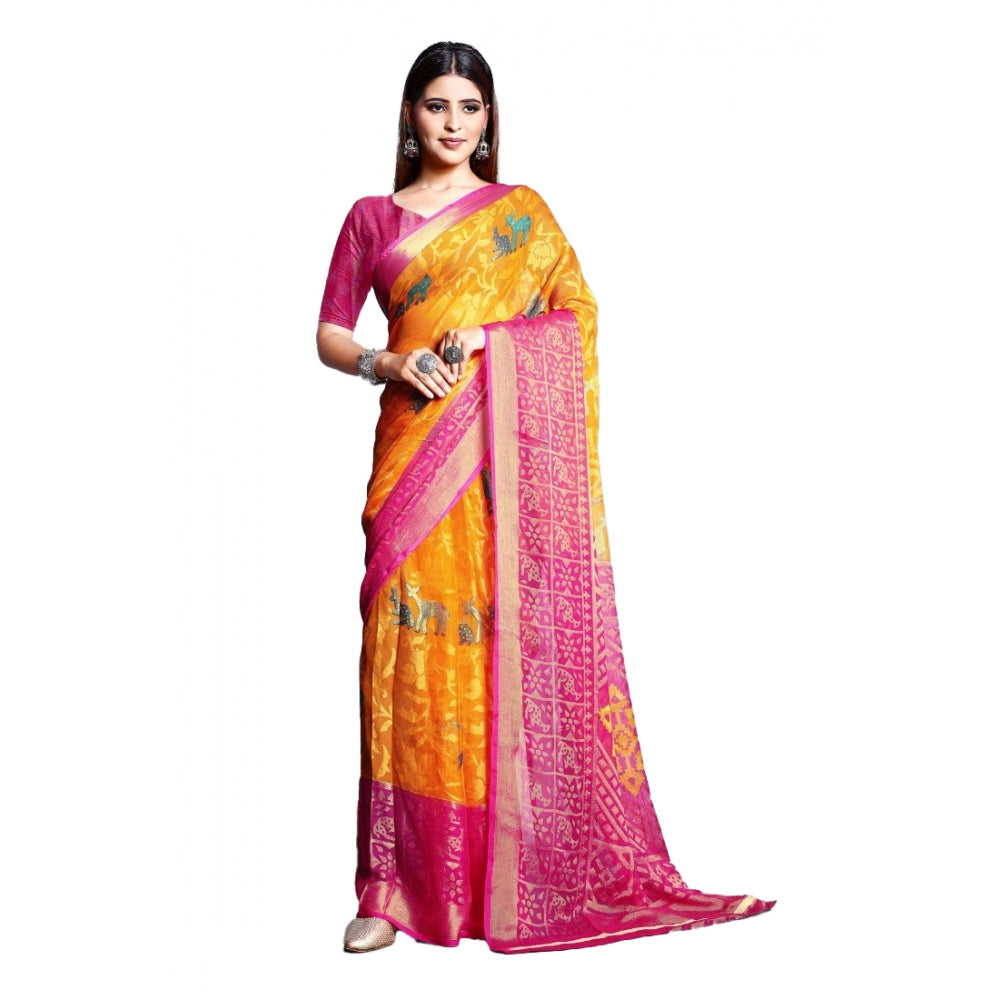 Viscose Rayon Printed Saree With Unstitched Blouse