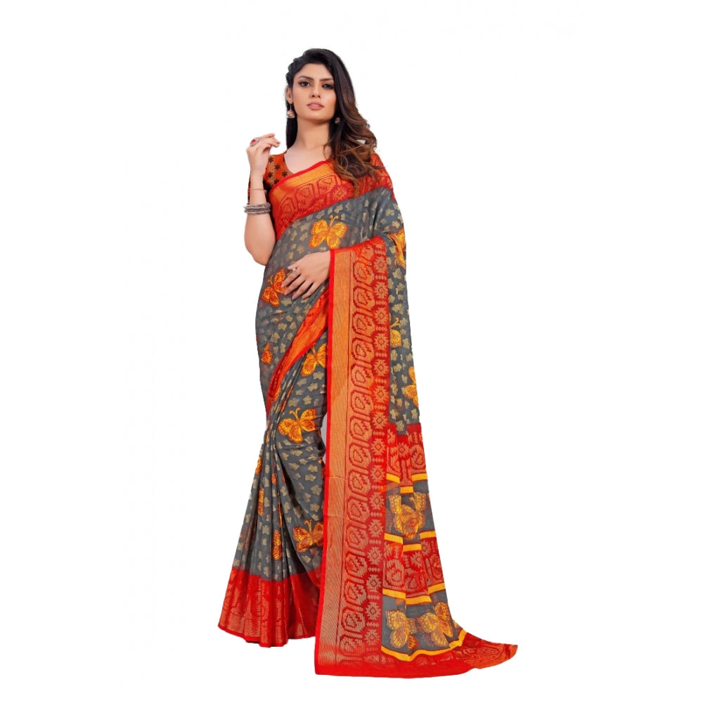 Viscose Rayon Printed Saree With Unstitched Blouse