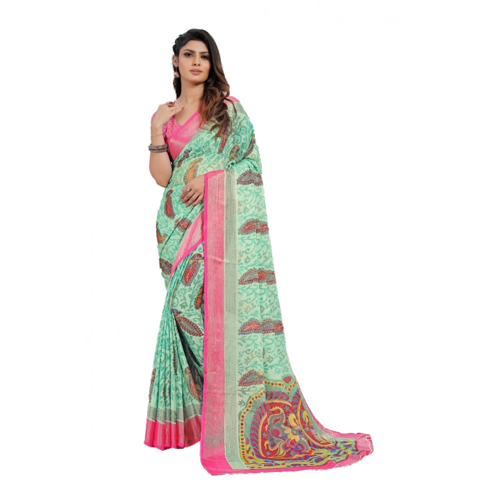 Viscose Rayon Printed Saree With Unstitched Blouse